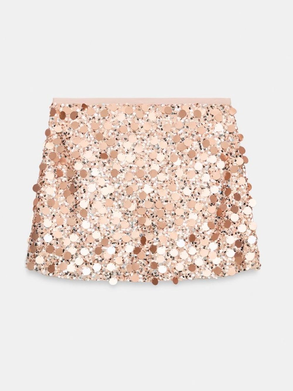 NWT Zara Sequin Mini Skirt Pink Gold